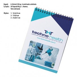 BK-02-1420 Üstten Spİrall Bloknot (50 YAPRAK) 14x20 CM