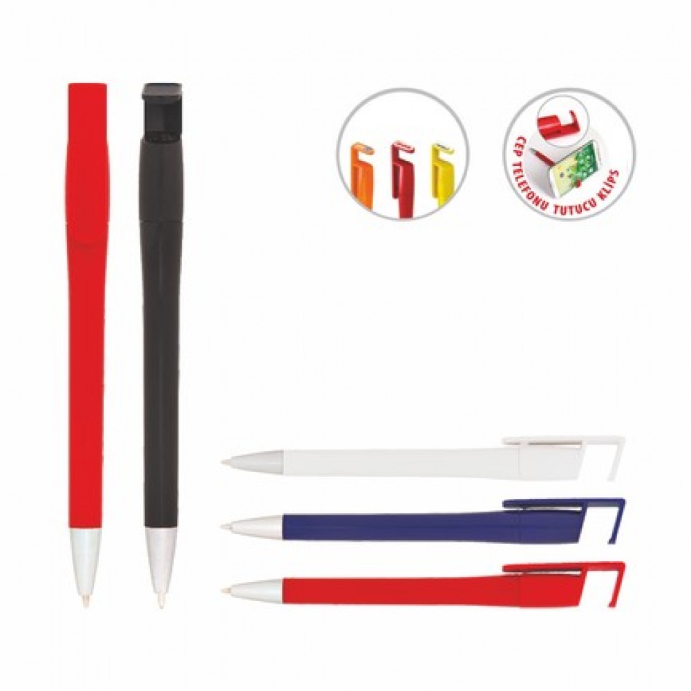 444 Plastik Tükenmez Kalem (Telefon Tutucu Klipsli)